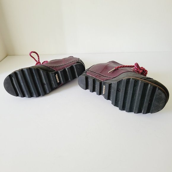 Sorel PDX 1964 Weatherproof Lace Up Wedge Boots Women’s Size 7 Purple and Black - Picture 4 of 9